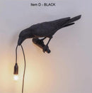 Black Bird Right Wall Lamp Nordic Resin Bird Wall Lamp - Creative Animal Bedside Decorative USB Night Light, Stylish Bird Perched Lamp for Bedroom and Living Room-1
