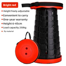 Black and Red Splicing Color Portable Outdoor Telescopic Folding Stool with 100 Weight-Bearing Buckles, Lightweight and Compact Design, Perfect for Fishing, Camping, and Travel-1