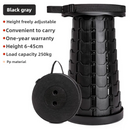 Black Portable Outdoor Telescopic Folding Stool with 100 Weight-Bearing Buckles, Lightweight and Compact Design, Perfect for Fishing, Camping, and Travel-1