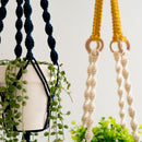 3 pcs Handwoven Plant Hanger-Cotton Rope Hanging Planter with Wooden Rings-2