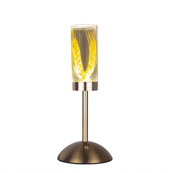 Wheat Ears Eternal Flower Acrylic Table Lamp - Color-Changing LED, USB Rechargeable, Touch Control