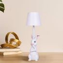 White Bunny White Lampshade Adorable Rabbit Resin Table Lamp - 3-Color LED, USB Rechargeable, Touch Dimming-1