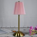 Pink Elegant Pleated Fabric Table Lamp - 3-Color LED, USB Rechargeable, Touch Dimming-2
