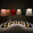 Khaki Elegant Pleated Fabric Table Lamp - 3-Color LED, USB Rechargeable, Touch Dimming-3