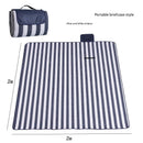 Waterproof Foldable Picnic Blanket with Handle - 2x2m Blue and white stripes-1