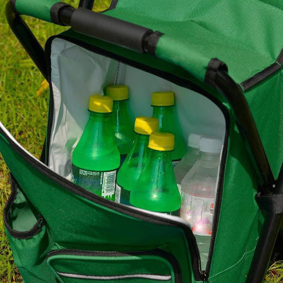 Blue Insulated Cooler Backpack Chair - Foldable Stool for Picnics & BBQ