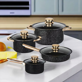 8-Piece Stainless Steel Cookware Set with Maifan Stone Non-Stick Coating - 0