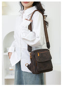 Coffee Stylish PU Leather Sling Crossbody Bag for Women - Multi-Pocket Chest Pack with Adjustable Wide Strap-8