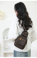 Brown Stylish PU Leather Sling Crossbody Bag for Women - Multi-Pocket Chest Pack with Adjustable Wide Strap-7