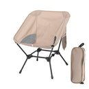 Khaki Lightweight Portable Camping Chair - Adjustable Height Folding Moon Chair with Breathable Mesh & Carry Bag for Outdoor, Beach, Fishing-1