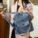 Blue Chic Women's PU Leather Convertible Backpack - Anti-Theft Design, Multi-Pocket Shoulder Bag with Tassel-2