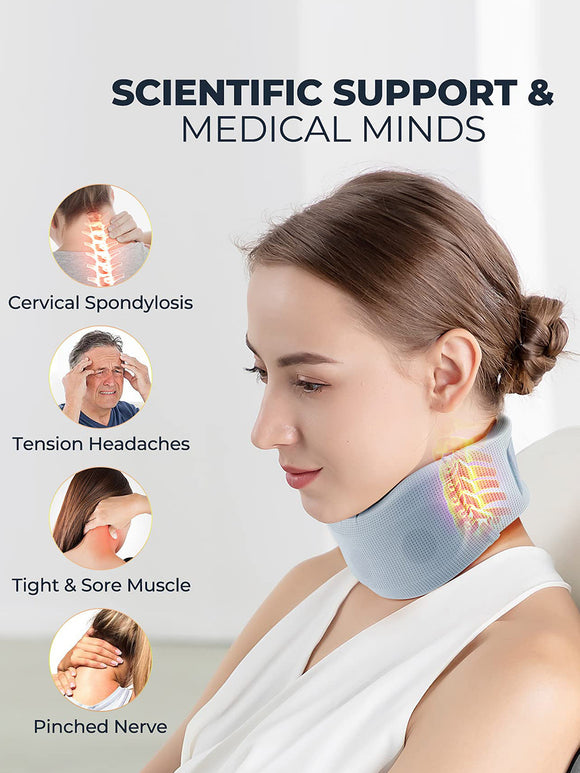 Size S Grey Ergonomic Neck Support Brace - Soft Cervical Collar for Posture Correction and Pain Relief