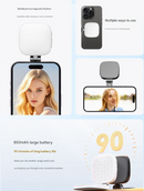 White Magnetic Foldable Selfie Light with Mirror - Rechargeable LED Fill Light for iPhone & Android Vlogging(Mobile phone is a shooting prop and is not included)-3