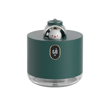Green Adorable Space Capsule Humidifier - Portable USB Cool Mist Maker with LED Display & Ambient Night Light