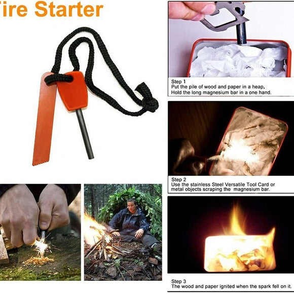 Black 8-in-1 Emergency Survival Kit - Compact Outdoor Gear for Camping, Hiking & Car