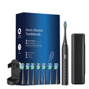 Black Sonic Rechargeable Electric Toothbrush with 8 Heads & Travel Case - 5 Brushing Modes & Smart Timer(USB)-1