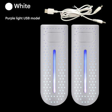 White Portable USB Shoe Dryer & Deodorizer - Constant Temperature Electric Boot Warmer with UV Sanitizer - 0