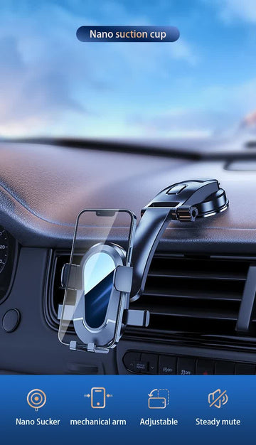 Black Universal Car Phone Mount Holder - 360° Rotation with Upgraded Suction Cup for Dashboard & Windscreen - 0