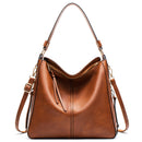 Brown Womens Soft PU Leather Hobo Bag - Large Casual Tote Handbag with Adjustable Crossbody Strap-1