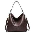 Coffee Womens Soft PU Leather Hobo Bag - Large Casual Tote Handbag with Adjustable Crossbody Strap-1
