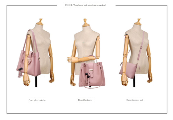 Black Chic 3-Piece Women's Handbag Set - PU Leather Tote, Crossbody Bag & Clutch Purse