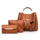 Brown Chic 3-Piece Women's Handbag Set - PU Leather Tote, Crossbody Bag & Clutch Purse-1
