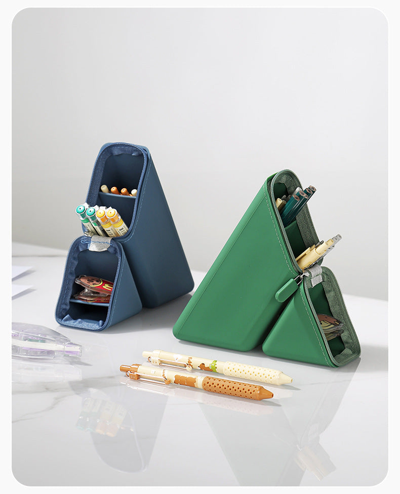 Purple Transforming Silicone Pencil Case - Stand-Up Pen Holder & Stationery Organizer