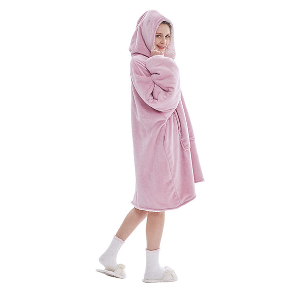Dark Pink Oversized Wearable Blanket Hoodie - Ultra Soft & Cozy Snuggle Pullover for Adults
