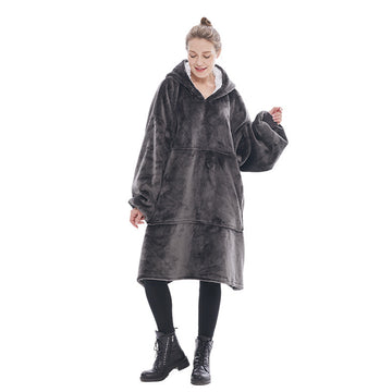 Dark Grey Oversized Wearable Blanket Hoodie - Ultra Soft & Cozy Snuggle Pullover for Adults