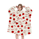 Apple Pattern Oversized Wearable Blanket Hoodie - Ultra Soft & Cozy Snuggle Pullover for Adults-1