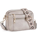 Double Zipper Grey Chic Quilted Crossbody Bag - Vintage PU Leather Shoulder Purse with Adjustable Strap-1