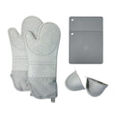 Grayish Set BPA-Free Non-Slip Silicone Oven Mitts - Heat Resistant Gloves with Honeycomb Pattern for Kitchen Safety-1