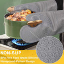Grayish Set BPA-Free Non-Slip Silicone Oven Mitts - Heat Resistant Gloves with Honeycomb Pattern for Kitchen Safety-2