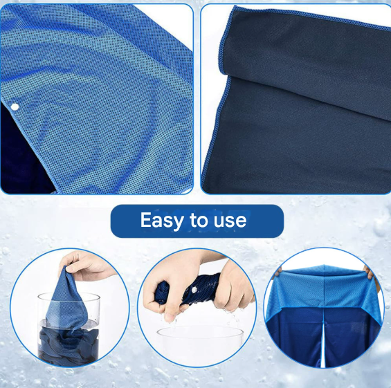 Dark Blue 5-Pack Instant Cooling Towel Set - UPF Sun Protection Hooded Ice Towels for Sports & Outdoor Activities
