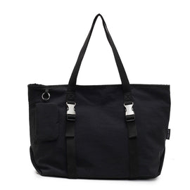 Black Modern Utility Tote Bag for Women - Large Capacity Shoulder Bag with Detachable Pouch for Work, School & Travel