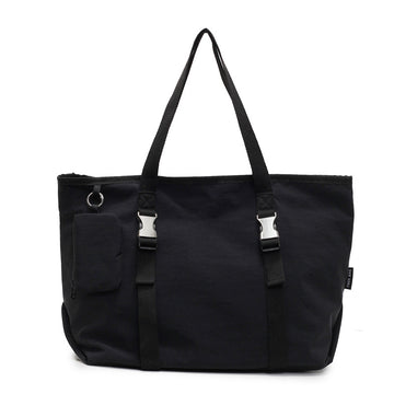 Black Modern Utility Tote Bag for Women - Large Capacity Shoulder Bag with Detachable Pouch for Work, School & Travel