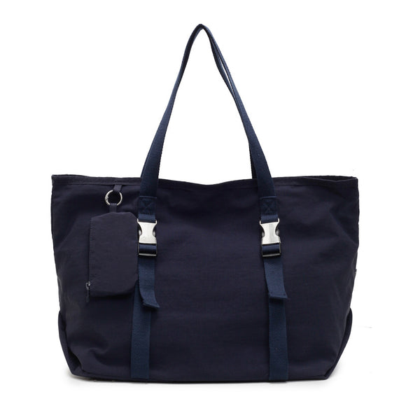 Navy Blue Modern Utility Tote Bag for Women - Large Capacity Shoulder Bag with Detachable Pouch for Work, School & Travel