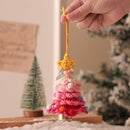 2PCS Red Handmade-Style Crochet Christmas Tree Ornament - Festive Plush Hanging Decor for Home & Car-1