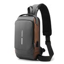 Gray Gold Modern Anti-Theft Sling Bag for Men - Crossbody Backpack with USB Port & Combination Lock-1