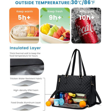 Black Insulated Lunch Bag and Laptop Cooler - Perfect for Keeping Food Fresh - 0