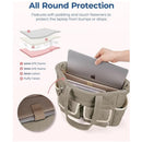 Beige Women's Multi-Pocket Tote Bag - Large Quilted Travel Handbag for Work, Gym, and More-5