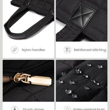 Black New Large Capacity Tote Bag - Fashionable Quilted Women's Shoulder Bag and Laptop Bag - 0