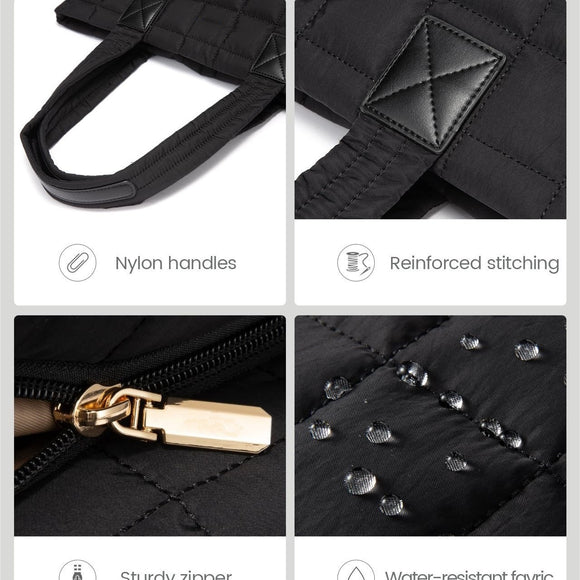 White New Large Capacity Tote Bag - Fashionable Quilted Women's Shoulder Bag and Laptop Bag