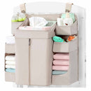 Beige Foldable Baby Crib Storage Hanging Bag - Large Capacity Organizer for Cribs and Changing Tables-1