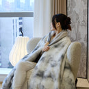 Grey Luxury Mink Velvet Ink Print Blanket - High-Quality Warmth for Your Home(150*200cm)-1