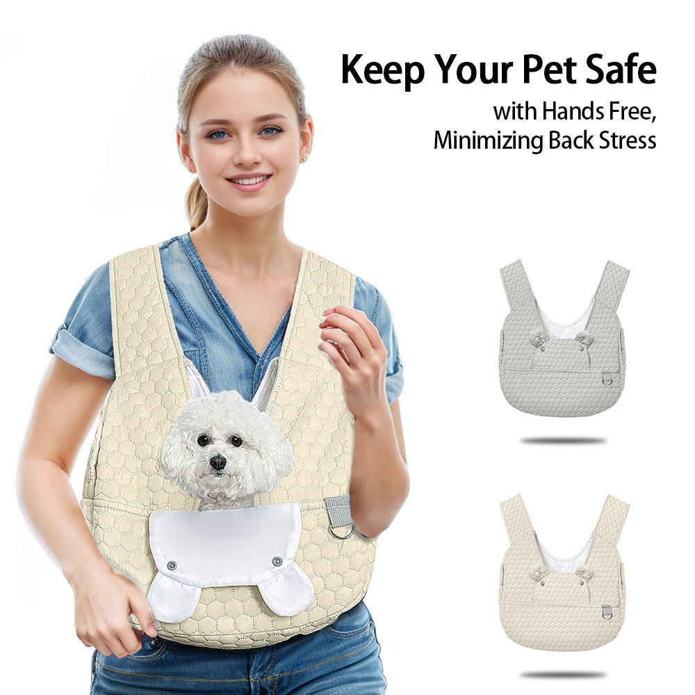 Grey Hands-Free Quilted Pet Carrier Sling - Soft & Comfortable Front Pack for Small Dogs and Cats - 0