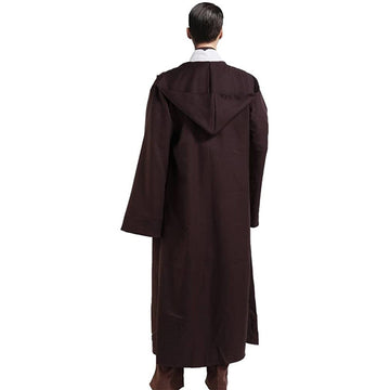 Brown Shadow Wanderer Hooded Cape - Premium Velvet Robe for Jedi, Wizard & Medieval Cosplay - 0