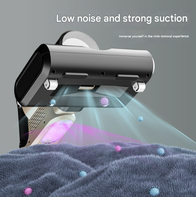 White High-Power Wireless UV Sterilization Mite Removal Vacuum Cleaner - Powerful Suction and Deep Cleaning for Home Use
