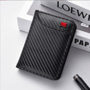Black Sleek Carbon Fiber Vertical Wallet for Men - Slim Bifold Card Holder with Clear ID Window-1