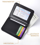Black Sleek Carbon Fiber Vertical Wallet for Men - Slim Bifold Card Holder with Clear ID Window-5